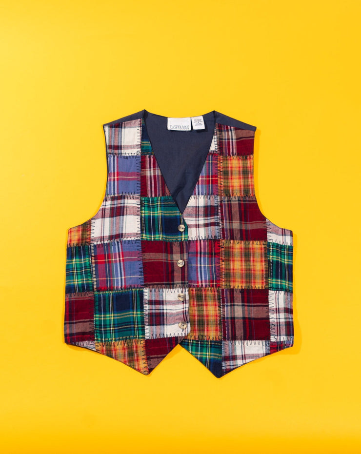 Vintage 80s Casey & Max Plaid Patchwork Vest