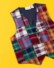 Vintage 80s Casey & Max Plaid Patchwork Vest