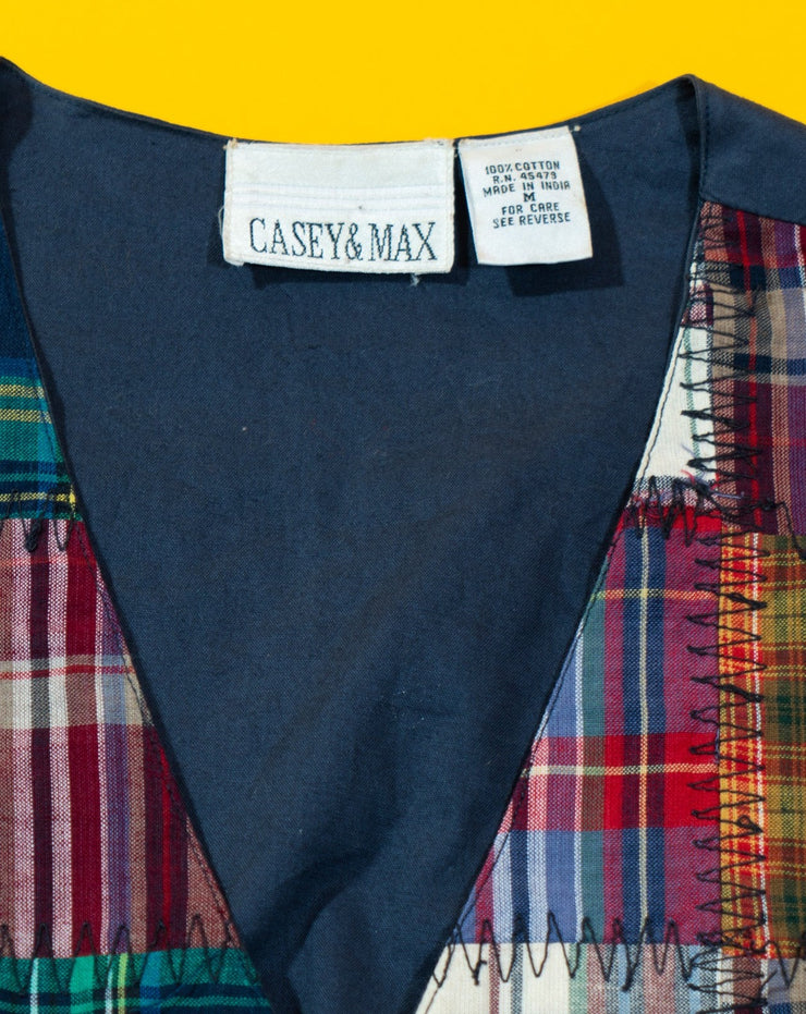Vintage 80s Casey & Max Plaid Patchwork Vest