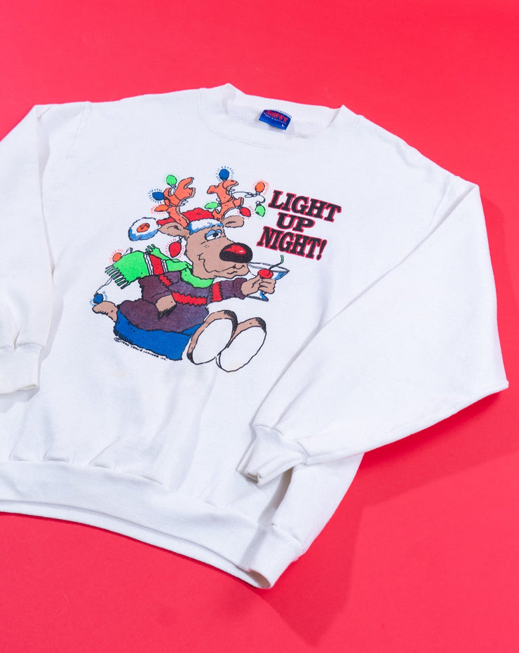 Vintage 1990 Light Up Night Reindeer Trau & Loevner Crewneck Sweater