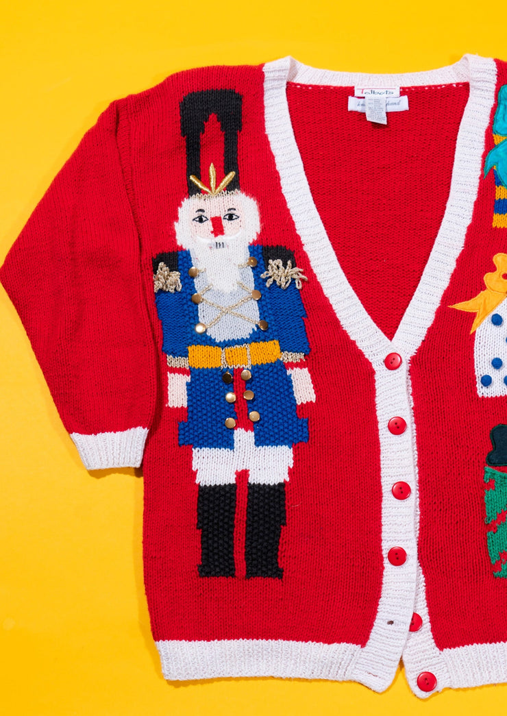 Vintage 90s Talbots Hand Knitted Christmas Cardigan Sweater