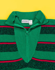 Vintage 80s Gitano Retro 1/4 Zip Sweater (Green/Pink Stripe)