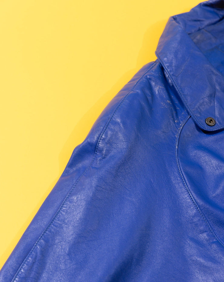 Vintage 80s Comint Blue Leather Jacket