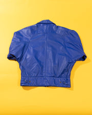 Vintage 80s Comint Blue Leather Jacket