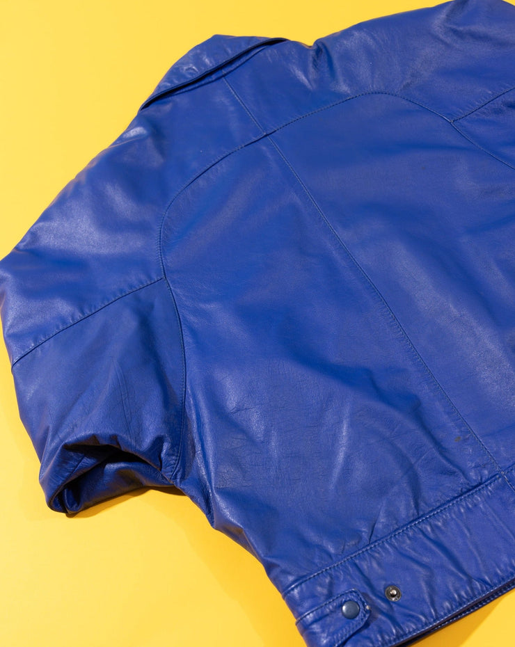 Vintage 80s Comint Blue Leather Jacket