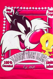 Vintage 1995 Looney Tunes Blues Crop Top tweety bird and Sylvester cat from retro candy