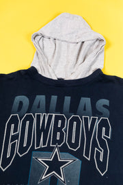 Vintage 1992 Dallas Cowboys Hooded Jersey T-shirt Jostens sportswear from retro candy