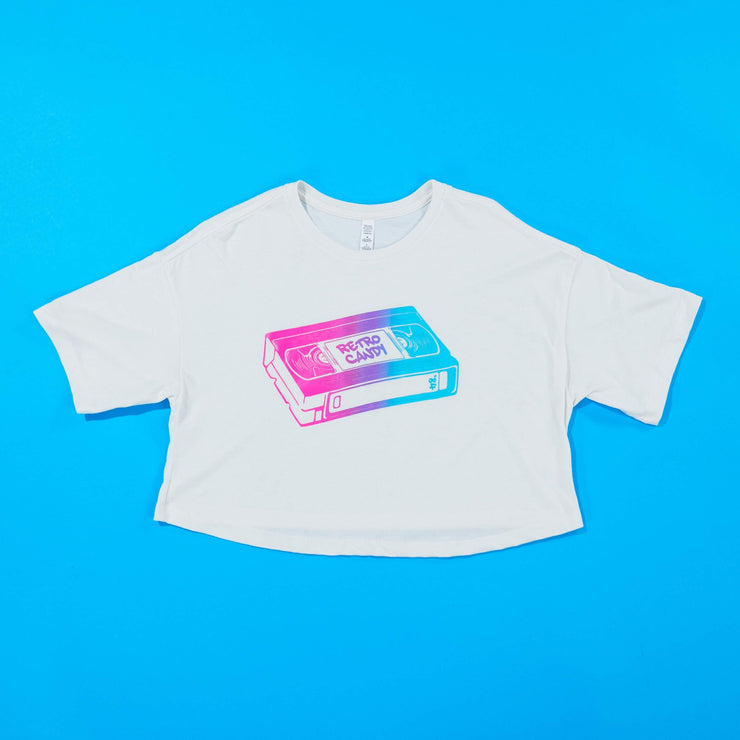 Retro Candy Cotton Candy VHS Crop Top