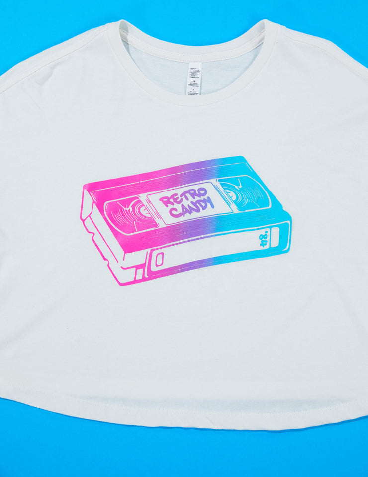 Retro Candy Cotton Candy VHS Crop Top