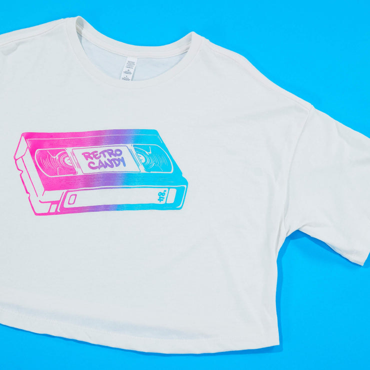 Retro Candy Cotton Candy VHS Crop Top