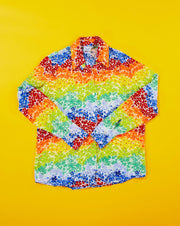 Vintage 80s Maggy London Floral Rainbow Button Up Shirt
