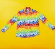 Vintage 80s Maggy London Floral Rainbow Button Up Shirt