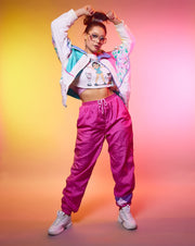 Vintage 90s Pink Windbreaker Pants (purple design)