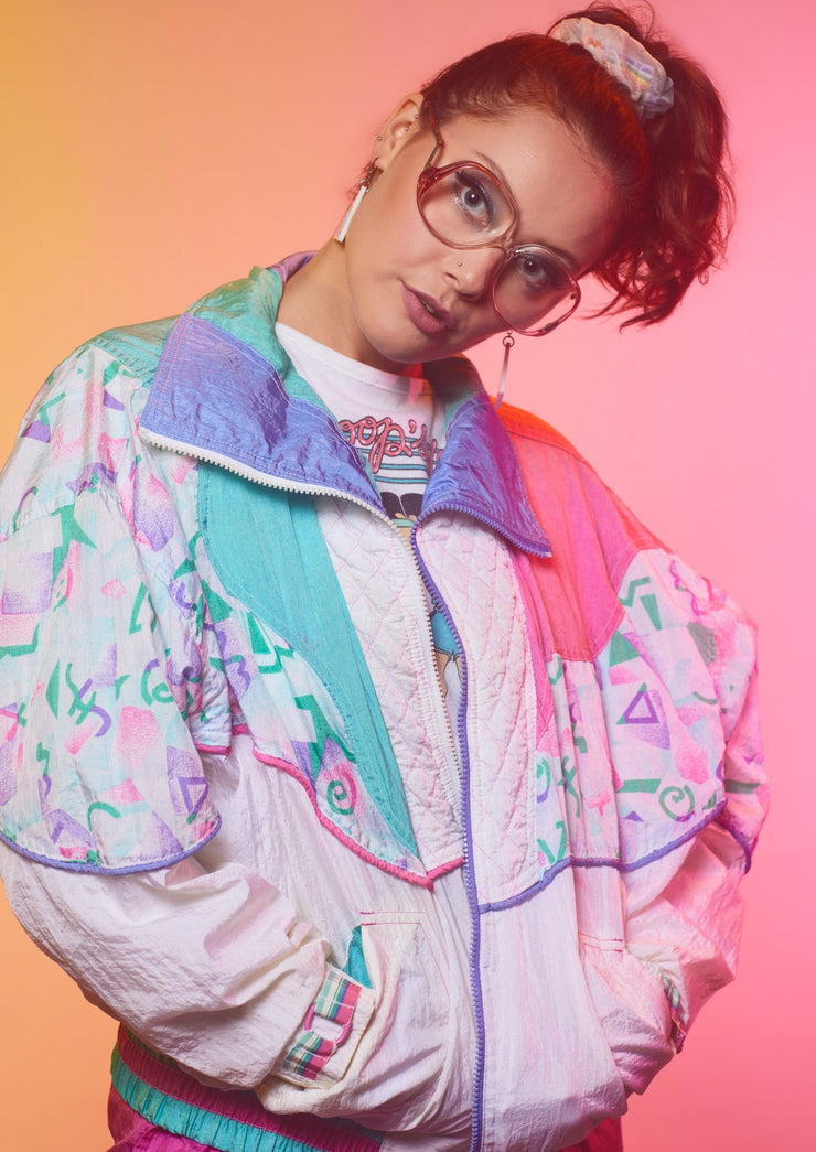 Vintage 80s Retro Geometric Design Windbreaker