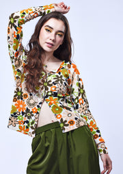 Vintage 70s Joseph A. Floral Button Up