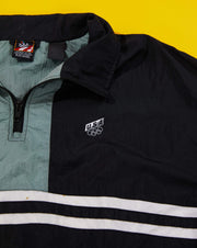 Vintage 90s USA Olympics Quarter Zip Windbreaker Jacket (Black/light mint green)