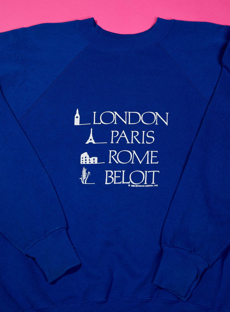 Vintage 1988 London Paris Rome Beloit Crewneck Sweater