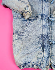 80s Acid Wash Long Denim Trench Coat