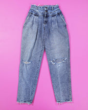 Vintage 80s Lee Acid Washed Distressed Mom Jeans