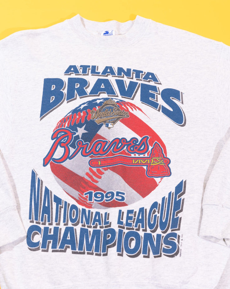1995 Starter Atlanta Braves National League Champions Crewneck Sweater
