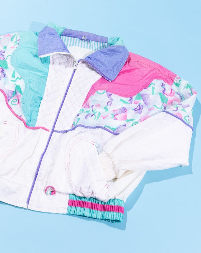 Vintage 80s Retro Geometric Design Windbreaker