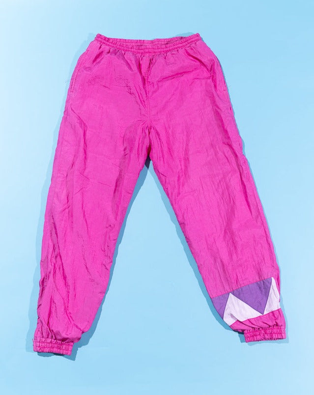 Vintage 90s Pink Windbreaker Pants (purple design)