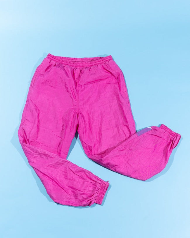 Vintage 90s Pink Windbreaker Pants (purple design)