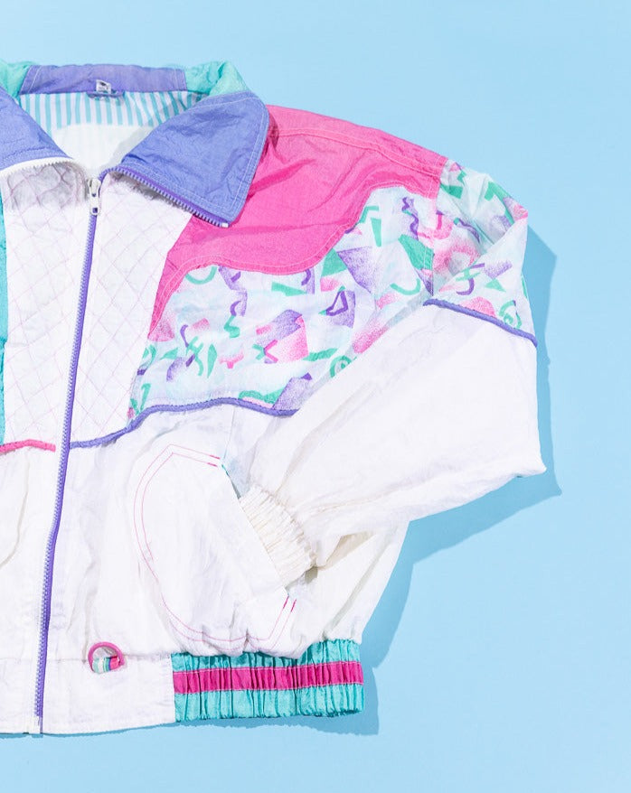 Vintage 80s Retro Geometric Design Windbreaker