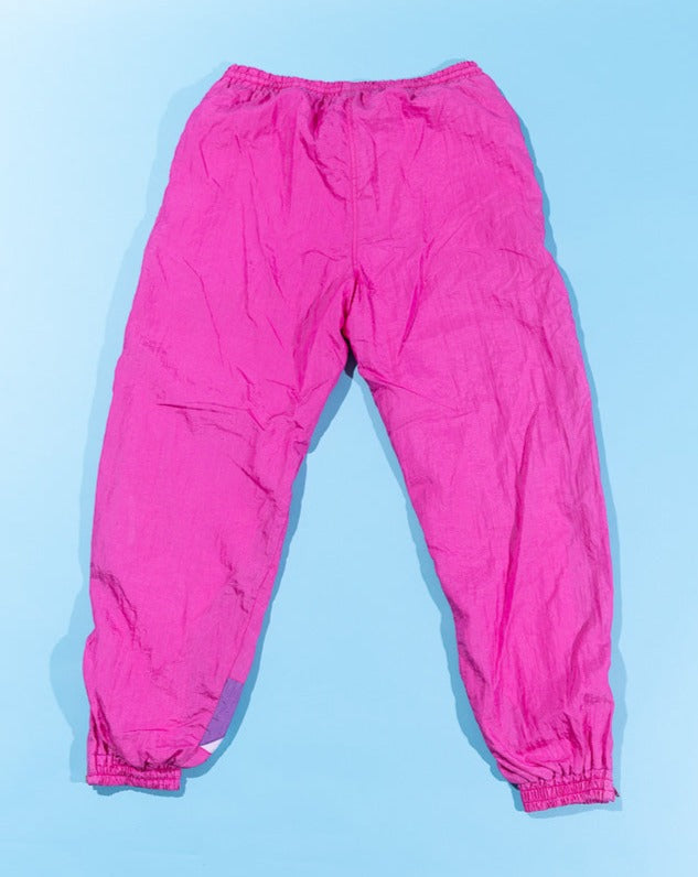 Vintage 90s Pink Windbreaker Pants (purple design)
