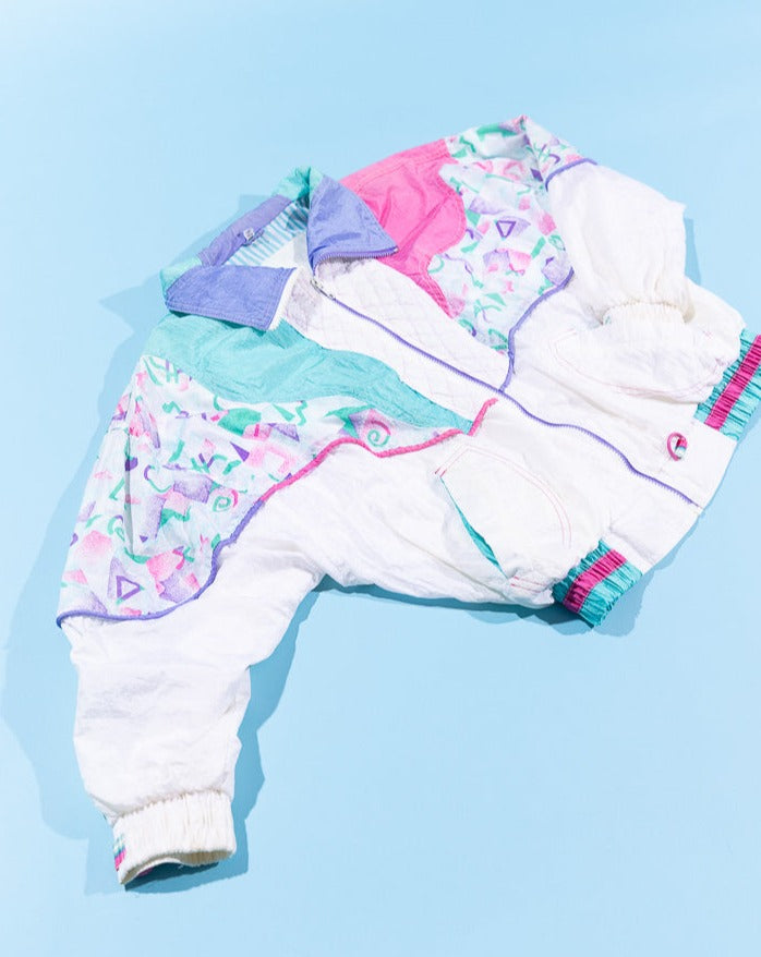Vintage 80s Retro Geometric Design Windbreaker