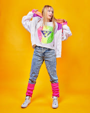 Vintage 80s Urban Surf Beach Gear Neon Crop Top