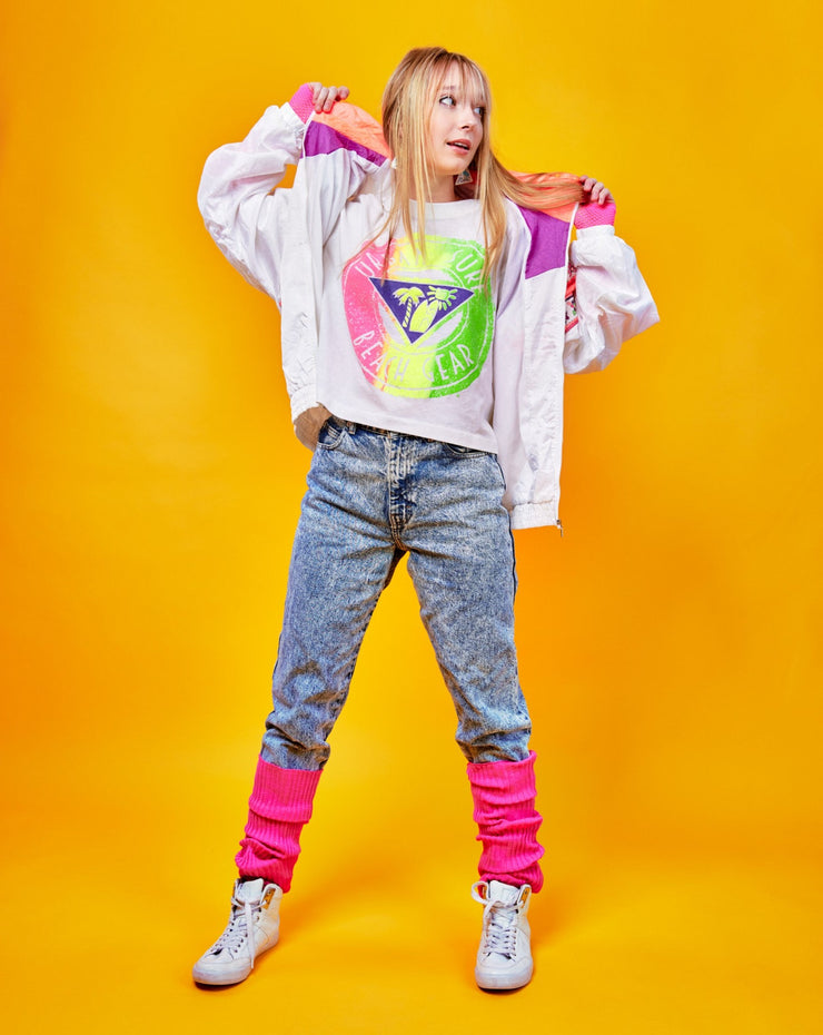 Vintage 80s Urban Surf Beach Gear Neon Crop Top