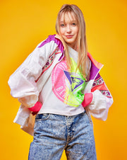 Vintage 80s Urban Surf Beach Gear Neon Crop Top