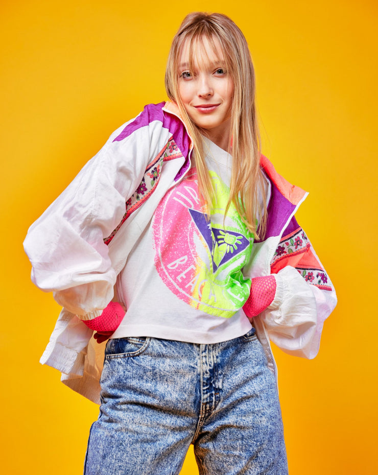 Vintage 80s Urban Surf Beach Gear Neon Crop Top