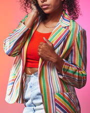 Vintage 80s Rhodes California Rainbow Striped Blazer