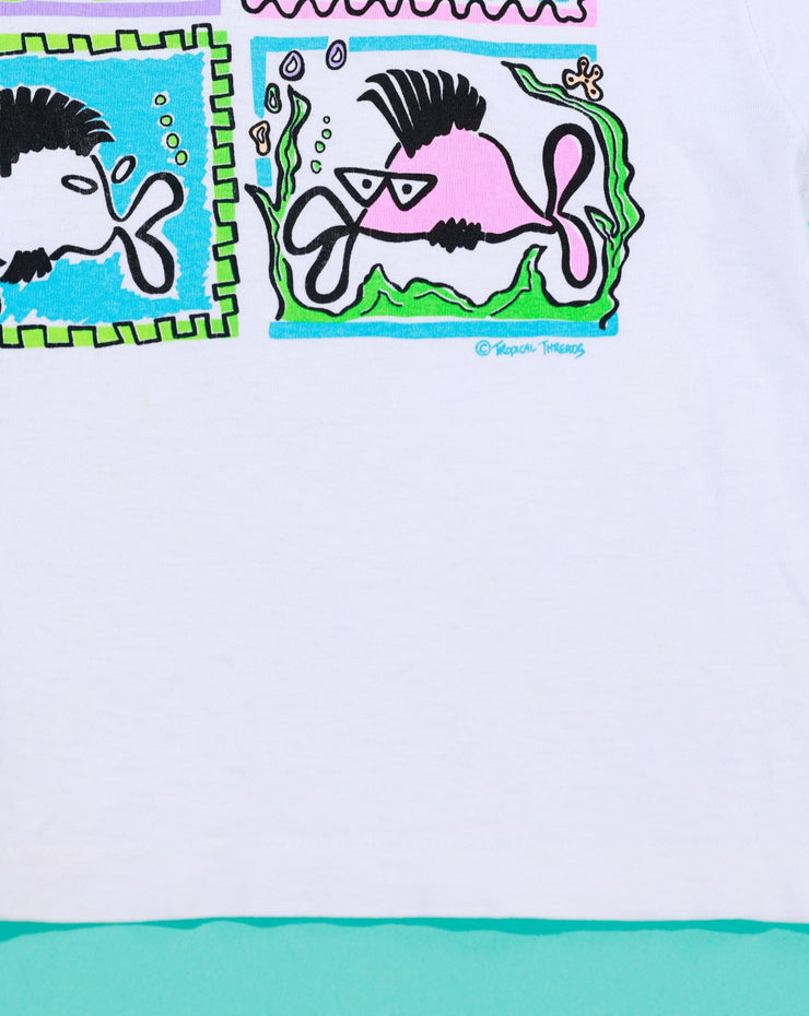 Vintage 90s Tropical Threads Neon Fish Crop Top