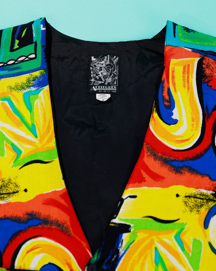 Vintage 90s Attitudes Retro Abstract Vest