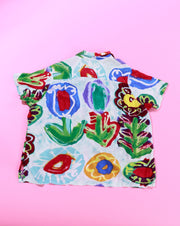 Vintage 80s Jams World Retro Flower Button Up