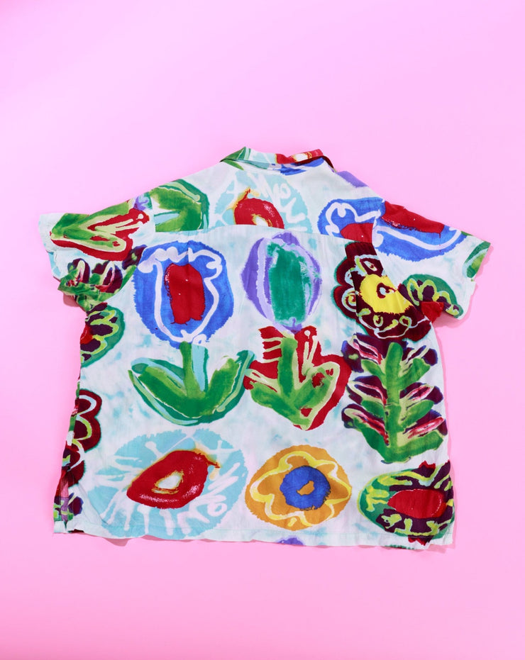 Vintage 80s Jams World Retro Flower Button Up