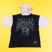 Vintage 1992 Dallas Cowboys Hooded Jersey T-shirt Jostens sportswear from retro candy