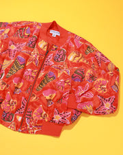 Vintage 80s Carol Horn Workshop Silk Bomber Jacket