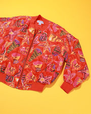 Vintage 80s Carol Horn Workshop Silk Bomber Jacket