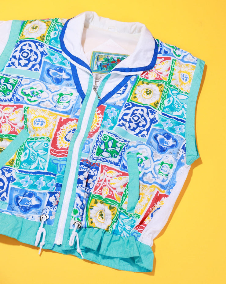 Vintage 80s East West Floral Windbreaker Jacket/Vest