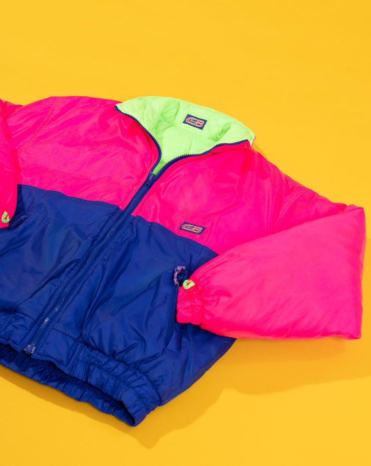 Vintage 1990 CB Sport Reversible Puffer Jacket (lime green/pink)