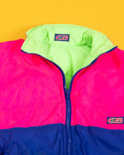 Vintage 1990 CB Sport Reversible Puffer Jacket (lime green/pink)