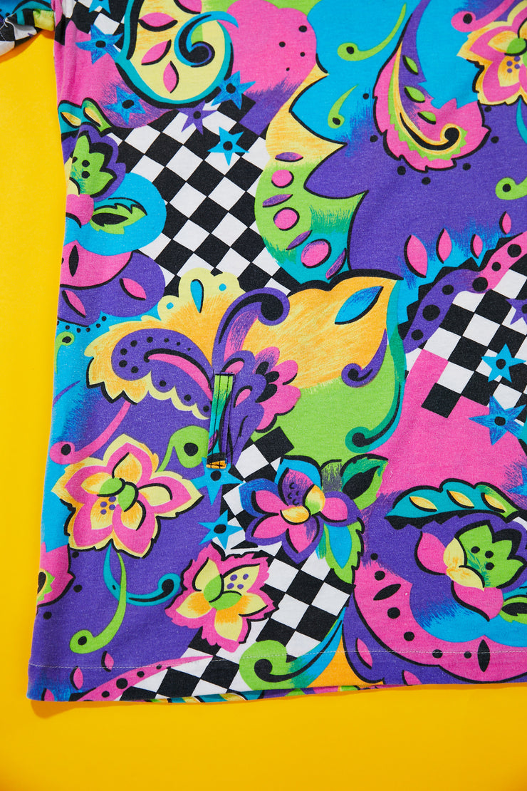 80s T.D. Sport Retro Floral All Over Print T-shirt