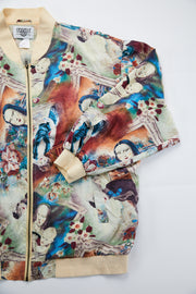 Vintage Silk Cervelle Sport Mona Lisa All Over Print Jacket