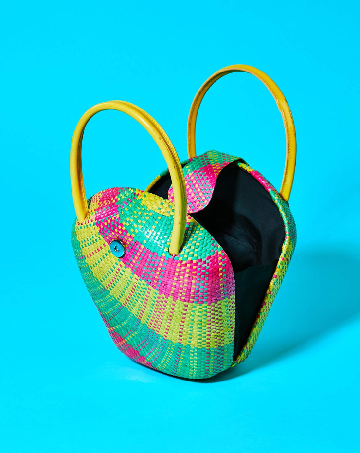 Vintage Retro Neon Wicker Purse