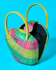 Vintage Retro Neon Wicker Purse