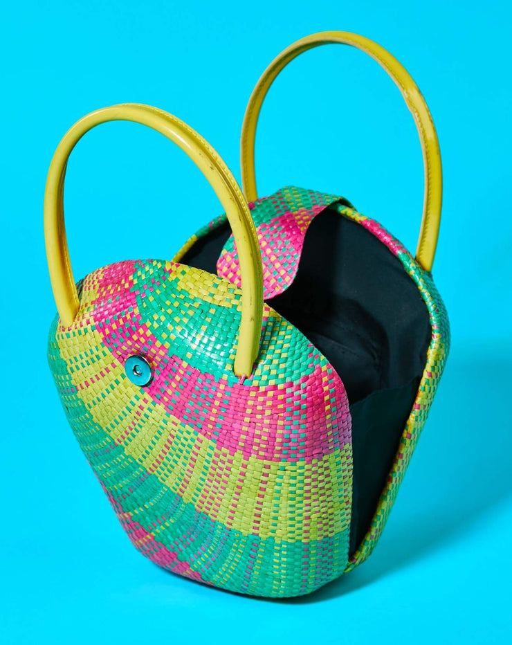 Vintage Retro Neon Wicker Purse